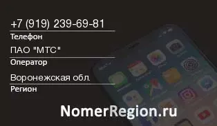 Кто звонил с 9192396981 - регион и оператор